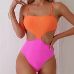 Black White Patchwork Sexy Swimsuit Women One Piece Swimwear 2026 Side Waist Hollow Out Monokini High Cut Bathing Swimming Suit