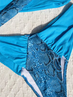 Sexy Snake Print Halter Bandeau Bikinis Set Thong Swimsuit Women Push Up Swimwear High Cut Bathing Suit Biquini Beachwear bikini