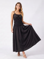 2026 Summer Women Slip Dress Sleeveless Smocked Ruffle Pleated Long Dress for Party Cocktail Out Going Streetwear