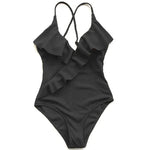 S - XXL Sexy Ribbed Ruffled One Piece Swimsuit Women Swimwear Female Monokini High Cut Bather Bathing Suit Swim Wear Bodysuit