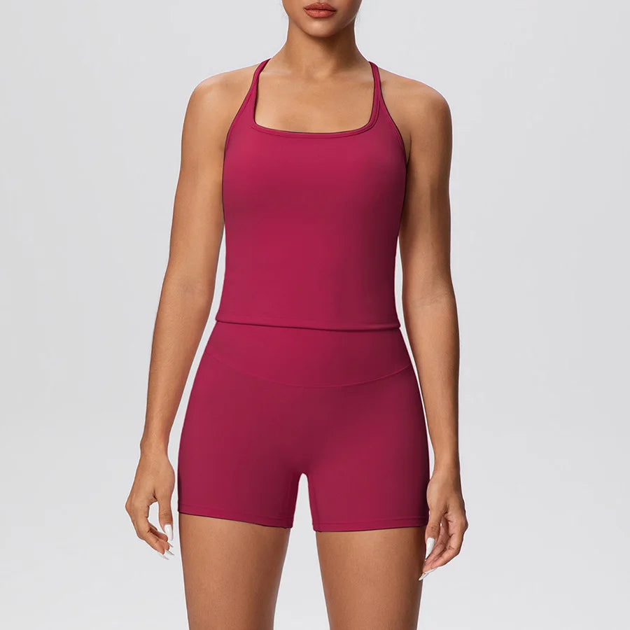New 2Pcs Yoga Sets Naked Feel Women Workout Fitness Gym Clothes High Waist Yoga Shorts And Sports Bra Impact Shorts Workout Sets