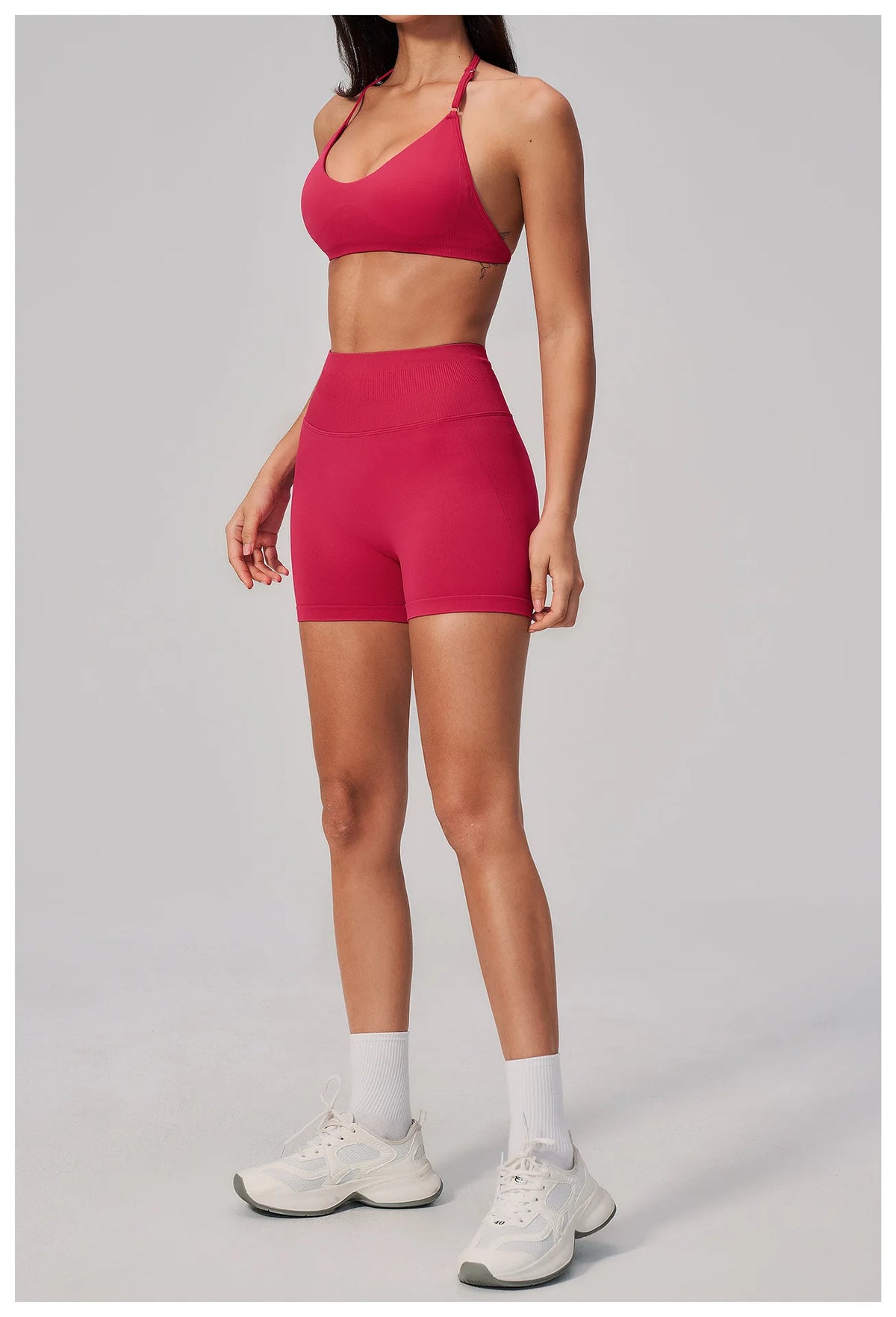 2 Pieces Seamless Yoga Sets Women Solid Color Sports Bra Tight Fitting Peach Buttocks Shorts Fitness Suit Gym Running Tracksuit