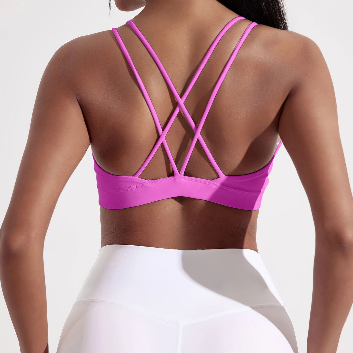 Solid Color High Strength Shockproof Women Fitness Sport Bra Top Soft Tight Cross-Training Jogging Yoga Underwear With Chest Pad