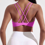 Solid Color High Strength Shockproof Women Fitness Sport Bra Top Soft Tight Cross-Training Jogging Yoga Underwear With Chest Pad