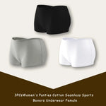 3PCS/SET Women Panties Cotton Seamless Sports Boxers Underwear Female Solid Color Briefs Cozy Lingerie Intimate Underpants XS-XL