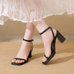 Open-toe Sandals Women 2026 Summer New Buckle Fashion Solid Color Female ShoesChunky High Heel