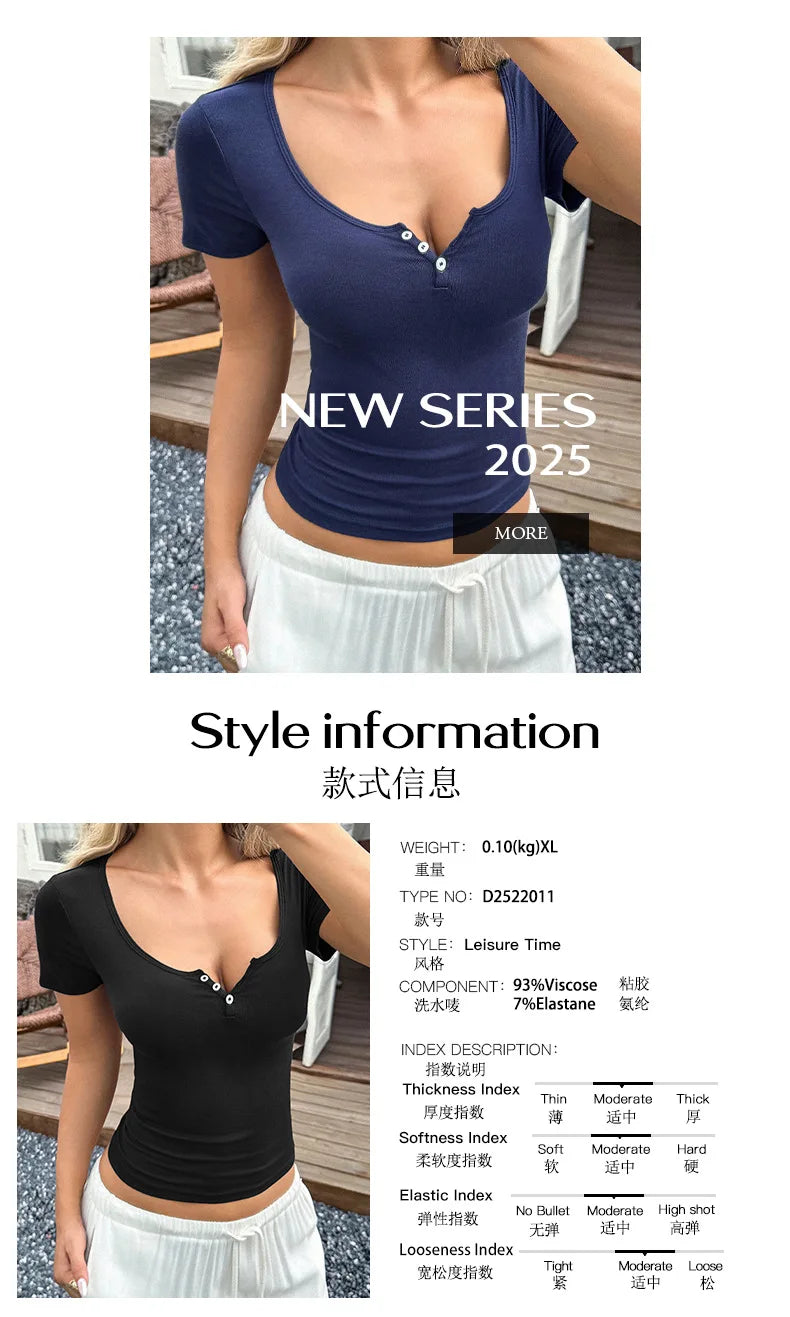 2026 Women's New Y2K Hot Girls Sexy Vest Short Sleeve T-Shirt Tops