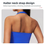 Hanging Neck Yoga Sports Bra Summer Shock Proof Gym High Strength Workout Fitness Underwear Push Up Top Yoga Bra Running Vest