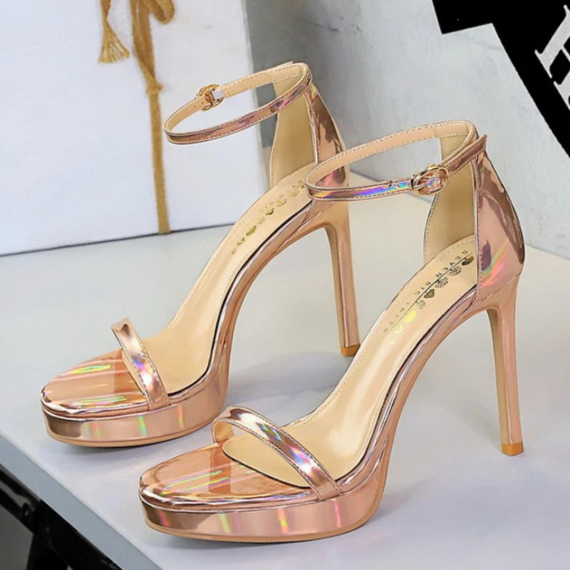 Women's High Heels Thin Heel Waterproof Platform Sandals Fashionable for Skirts New Model Shoes for Shows Summer Collection
