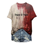 Halloween Bloody Shirt For Women Funny O Neck Short Sleeve Halloween Blood Clothes Gift Blood Short Sleeve Sports Shirts
