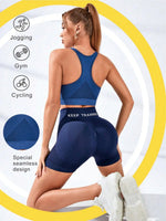 Women's Racerback Sports Bra Seamless Ribbed Yoga Workout Crop Top High Support Gym Tank Top