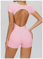 Yoga Set Women's Tracksuit Yoga Overalls One-Piece Sportswear Women's Short Sleeves Gym Workout Clothes Fitness Stretch Bodysuit
