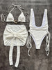 With Skirt Halter Metal Ring Bikini Women Swimwear Female Swimsuit Three-pieces Bikini Set Tassel Bathing Suit Swim Beachwear