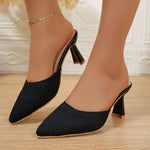 Women Baobao half slippers summer new all-in-one pointedknitted elasticsandals