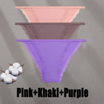 3PCS Women‘s Cotton Lace Panties Low Waist Briefs Comfortable Underwear Ladies Solid Color Underpants Girls Breathable Panty New