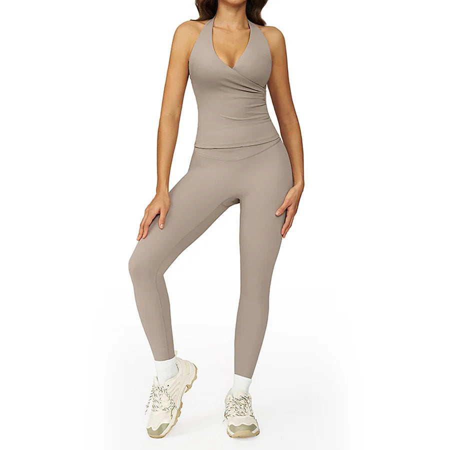 2 Pieces Sportswear Women Yoga Set Gym Clothes Fitness Set Outfit Outdoor Long-Sleeved Shirt Tracksuits Sports Bra Gym Leggings