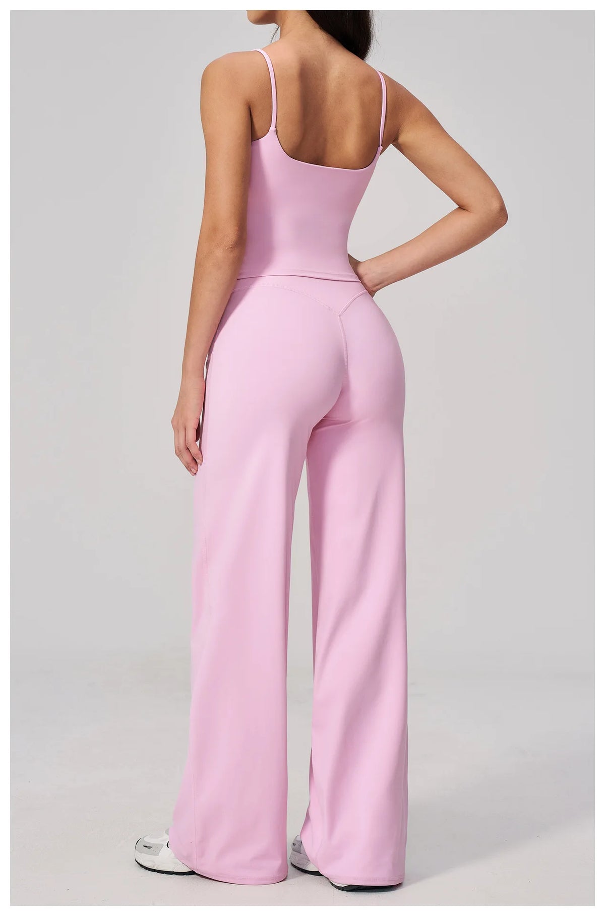 Yoga Suit Gym Fitness Set Hanging Neck Slim Sports Tank Top High Waist Wide Leg Pants Tracksuit Outdoor Running Athletic Wear