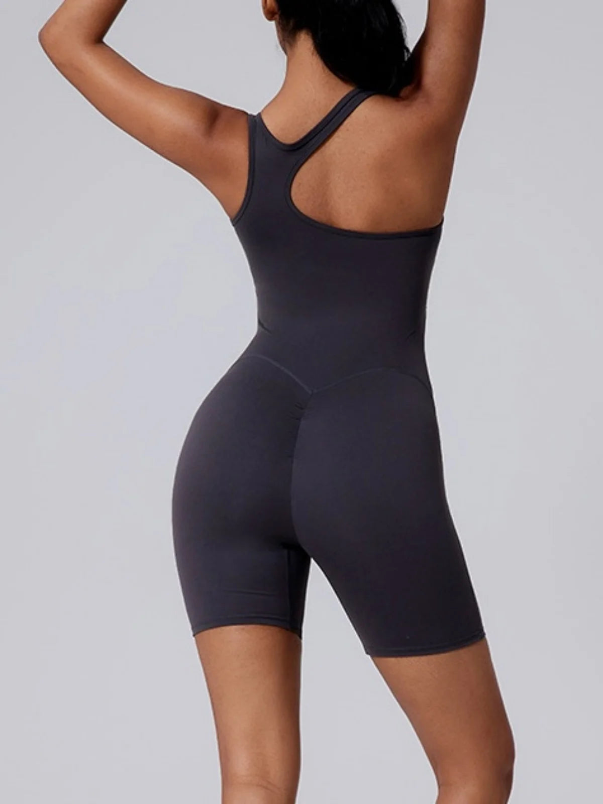 Sexy Fitness Yoga Jumpsuit Women Sleeveless Slim Playsuit Pleated Hollow Running Scrunch Shorts Romper One Piece Sports Suit