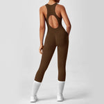 Open Back Racerback Yoga Jumpsuit Women Seamless Butt Lifting High Elastic Gym Workout One Piece Bodysuit