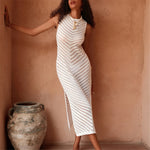 Hollow Out Sleeveless Crochet Knitted Tunic Beach Cover Up Cover-ups Mini Beach Dress Beach Wear Beachwear Female Women V6745