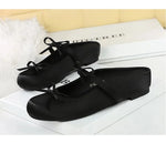BIGTREE Satin Bow With One Strap With Shallow Mouth Half-Tugging Women's Hollow Inner Heightened Round-Head Sandals Comfortable