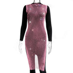 New Sexy Swimsuit Bikini Cover Up Beach Dress Women Mesh Slit Sparkling Crystal Diamond Cover Ups for Swimwear Women Pareo Plage