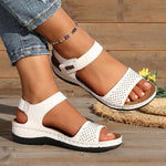 Women Open Toe Wedge Sandals Adjustable Hook Loop Ankle Strap Breathable Comfort Platform Summer Casual Sandals Large Size