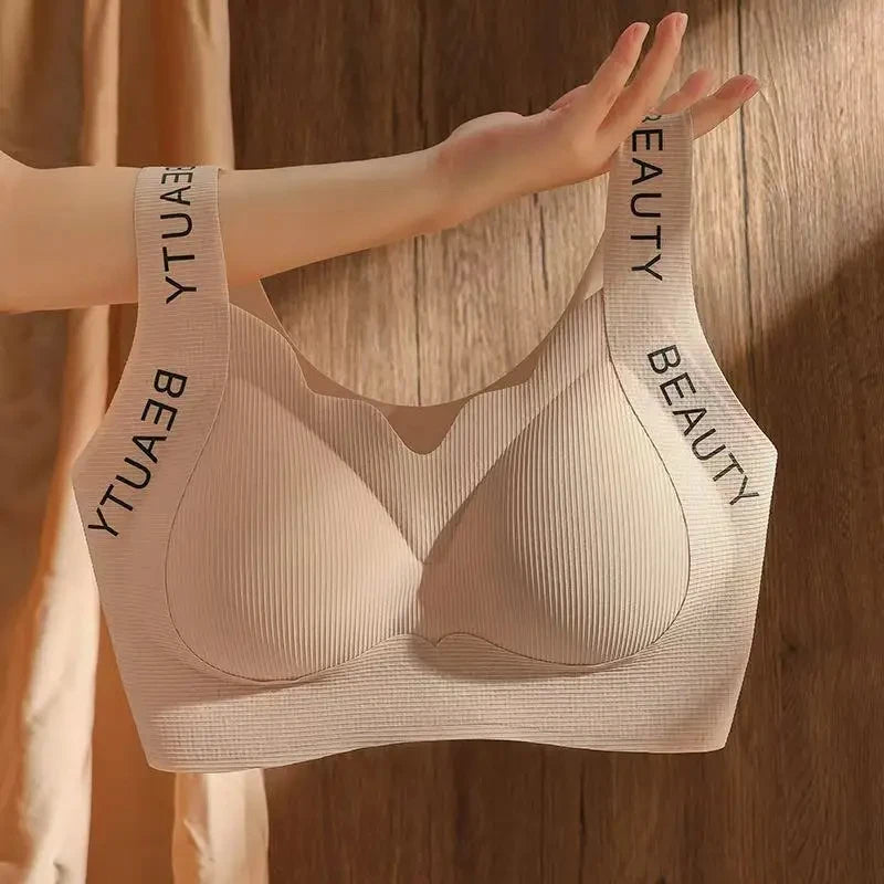 Seamless Wireless Bra One-Piece Vest Lingerie for Women Lift and Support Side Smoothing Push-Up Full Coverage Bra Small Chest