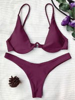 High Cut V-bar Underwired Bikini Women Swimsuit Female Micro Thong Swimwear Two-pieces Bikini Set Push Up Bathing Suit Swim Lady
