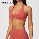 Summer Halter Neck Yoga Bra Women's Backless Fitness Crop Top Outdoor Sports Underwear Female Gym Workout Bra Runnings Yoga Top