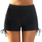 Beach Bathing Suit Women High Waist Bikini Bottoms Swim Briefs Drawstring Beach Shorts Solid Leopard Bikini Ruched Swim Bottoms