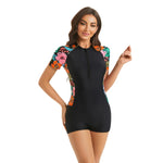 Sports One Piece Swimsuit 2026 New Boyleg Slim Swimwear Women Bathing Suit Surf Monokini Modest Athletic Floral Swimming Suits