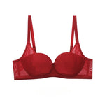 Red Elegant Beauwear Large Size Bra Women's 3/4 Cup Plunge Bras Sexy Lace Bra Unlined Underwire Bralette SWD9075