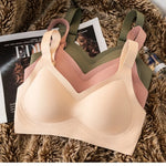 2Pcs/Set Women V-Neck Wireless Bra Smooth Invisible Mold Bralette One-Piece Seamless Support Bras Wide Strap Lingerie M-3XL