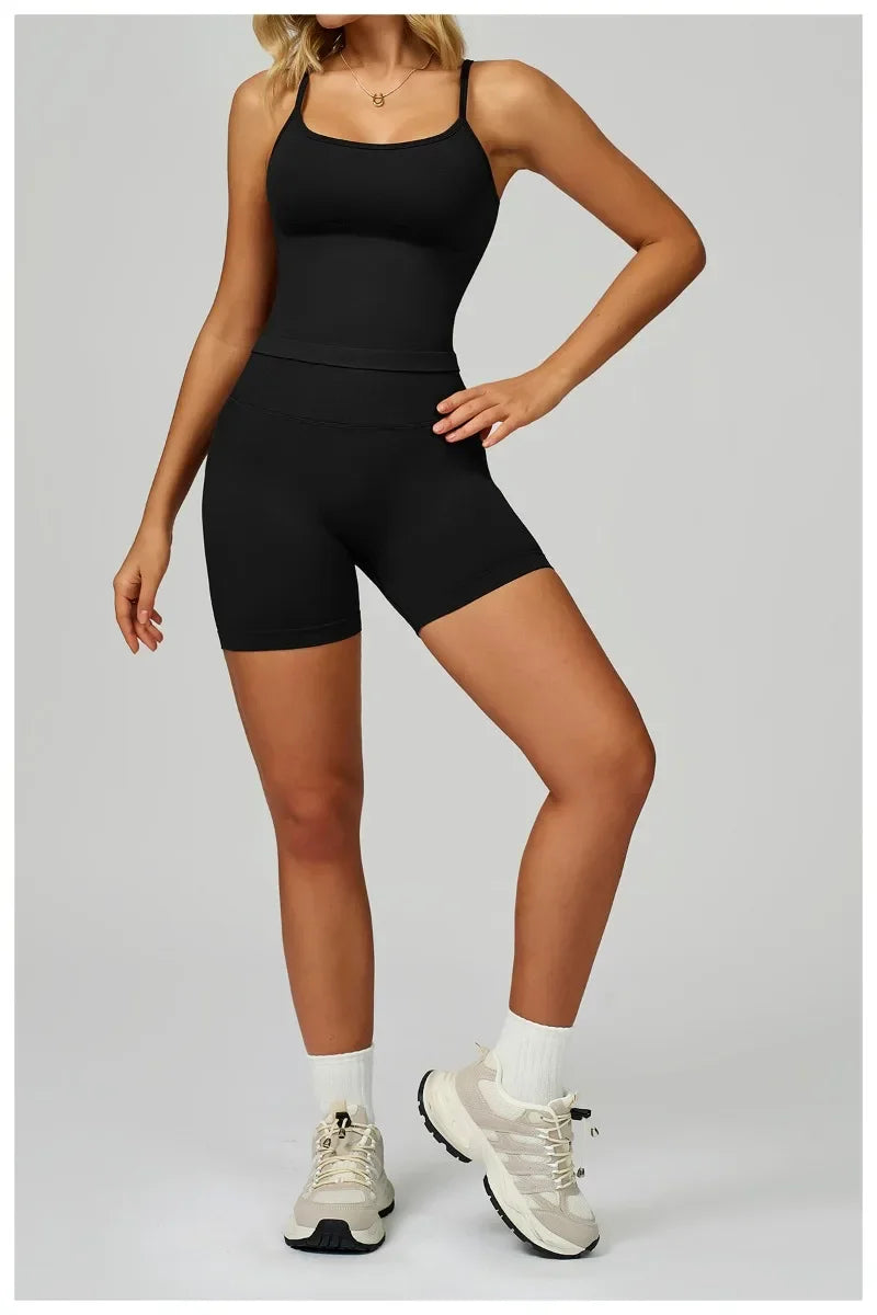 2 Pieces Women's Seamless Yoga Set Fitness Running Sports Set Slim Fit High Waist Beautiful Back Tracksuit