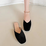 Women Suede Flats Mules Shoes Square Toe Slingback Slippers Casual Sandals 2026Trend Summer Dress Flip Flops Cozy Mujer Slides