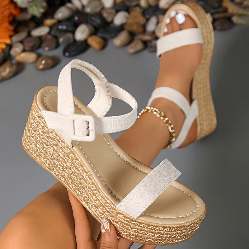 Summer Chunky Wedges Sandals Women 2025 Plus Size 35-42 Thick Paltform Sandles Woman Ankle Strap High Heels Sandalias Mujer