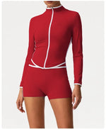 Women's Yoga Top Color-Block Zipper Stand Collar Bare Jacket Autumn Winter Outerwear Running Fitness Long Sleeve Coat
