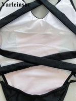 Sexy Splicing V Neck Cross Back Women Swimwear One Piece Swimsuit Female High Leg Cut Monokini Bather Bathing Suit Swim V5261