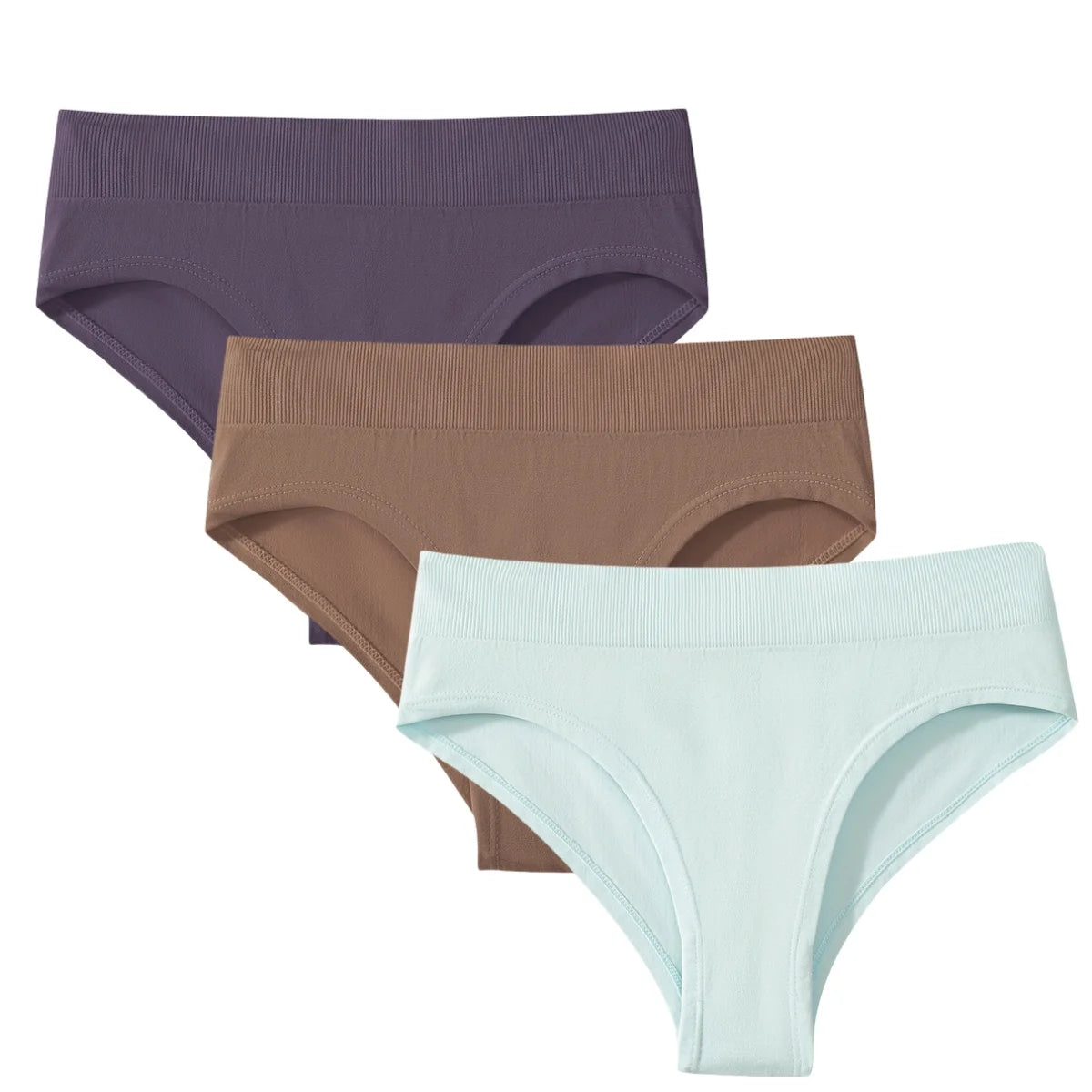 3Pcs/Set High Rise Briefs Women Classic Panties Female Underpants Solid Color Panty Plus Size Underwear Sexy Lingerie S-3XL