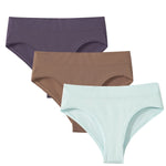 3Pcs/Set High Rise Briefs Women Classic Panties Female Underpants Solid Color Panty Plus Size Underwear Sexy Lingerie S-3XL
