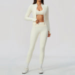 Yoga Set 3PCS Women's Tracksuit Workout Outfit Zipper Fitness Long Sleeved Sportswear Gym Clothes Female Sports Bra Yoga Clothes