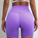 Solid Color Soft Tight Women Gym Yoga Short Legging Cycling Set High Impact Cross Back Shoulder Strap Fitness Sports Bra Workout
