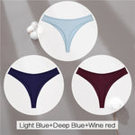 3Pcs/Set Women Cotton G-String Panties Female Low Rise Thongs Ladies Sexy Bikini 7 Solid Color Girl Soft M-XL Intimates Lingerie