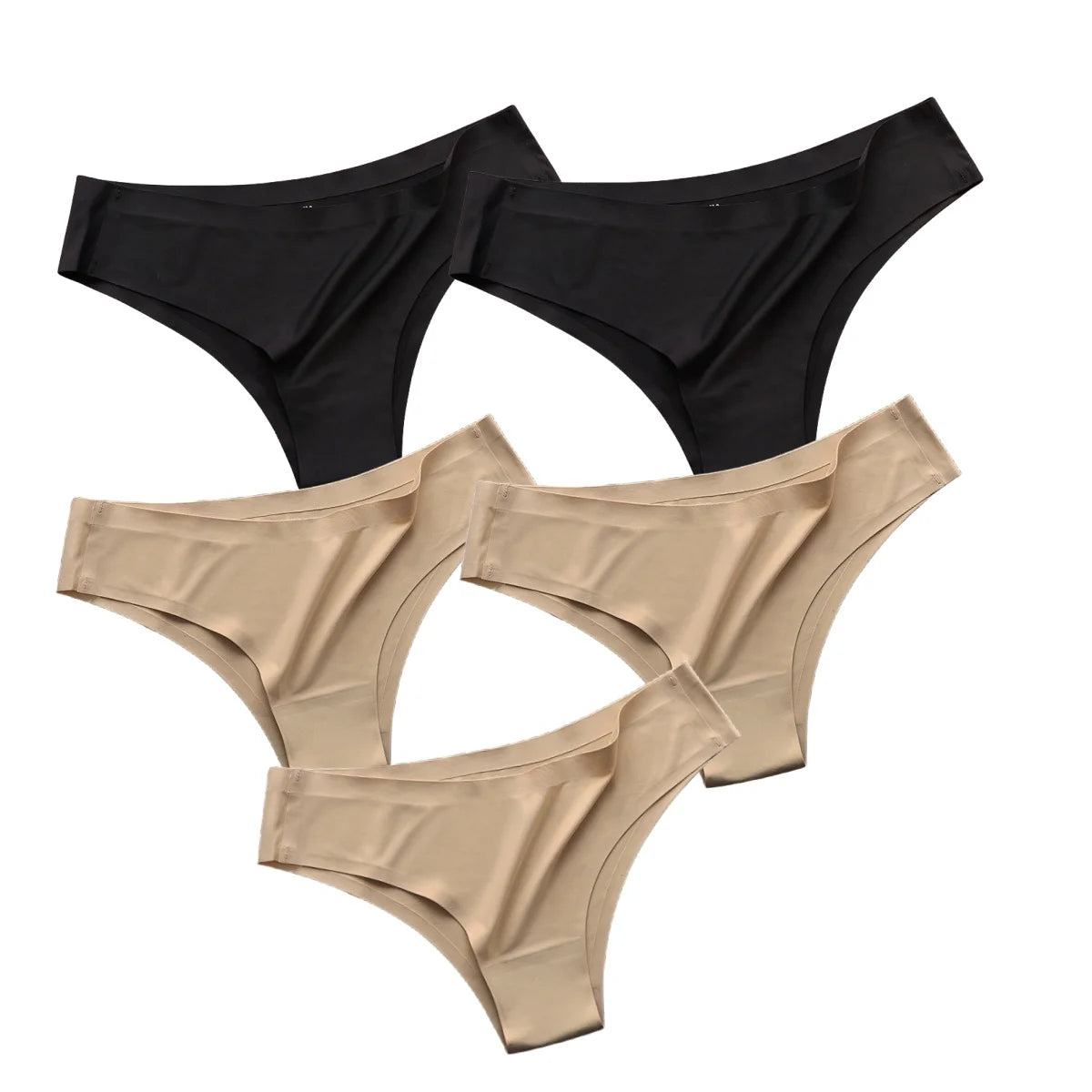 5PCS/Set Panties Women Seamless Underwear Low Rise Female Underpants Glossy Solid Color Briefs Comfort Invisible Underwear