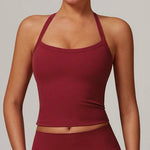 Women's Slim Fit Nude Sports Bra Yoga Fitness Vest Skin Friendly Pilates Top Beautiful Back Design Suspension Yoga Fitness Top
