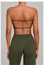 Padded Backless Bandeau Sports Bra Gym Women Crop Tube Top Seamless Yoga Top Sexy Workout Sportswear Push-up Fitness Underwear