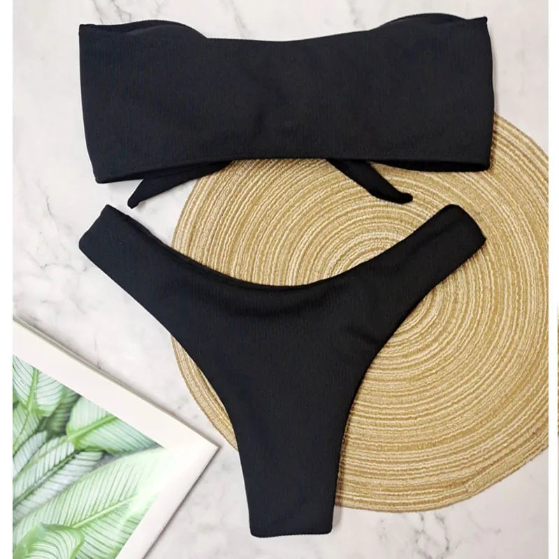 New Bikini Bottoms Women's Swimsuit Low Waisted Bottom Solid Red Swimwear Thong Beachwear Brazilian Bathing Suit Summer