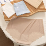 4Pcs/Set Women Low Rise Ice Silk Brief Underwear Sheer Cooling Panties Scalloped Edge Low Waist Daily Underpants Intimates M-XL