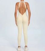 Seamless Yoga Jumpsuits Sports Fitness Peach Hip-lifting Backless Buckle One-Piece Training Gym Workout Tracksuits for Women